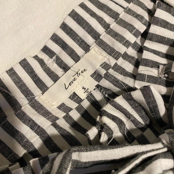 Striped cotton tie shorts navy and cream women’s S - Picture 2 of 3